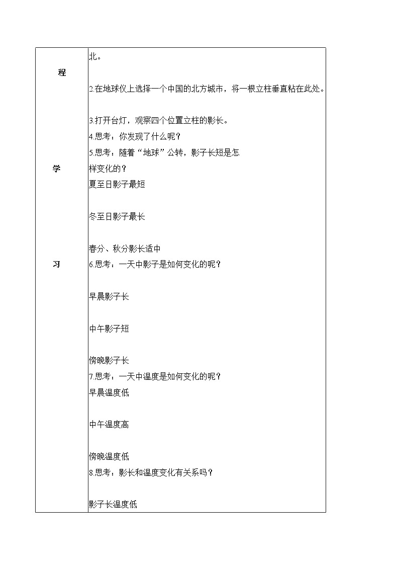 【核心素养】冀人版科学六年级下册 1.3四季的形成 同步教案第2页