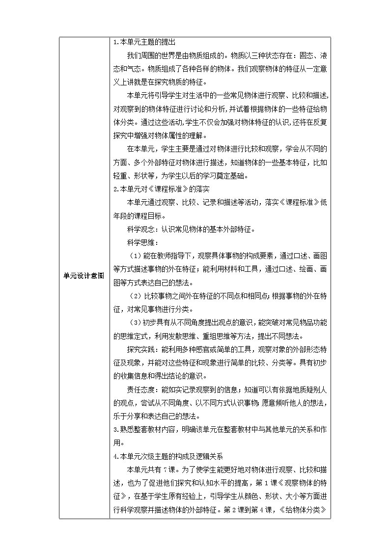 【大单元教学】第一单元《身边的物体》整体设计第2页