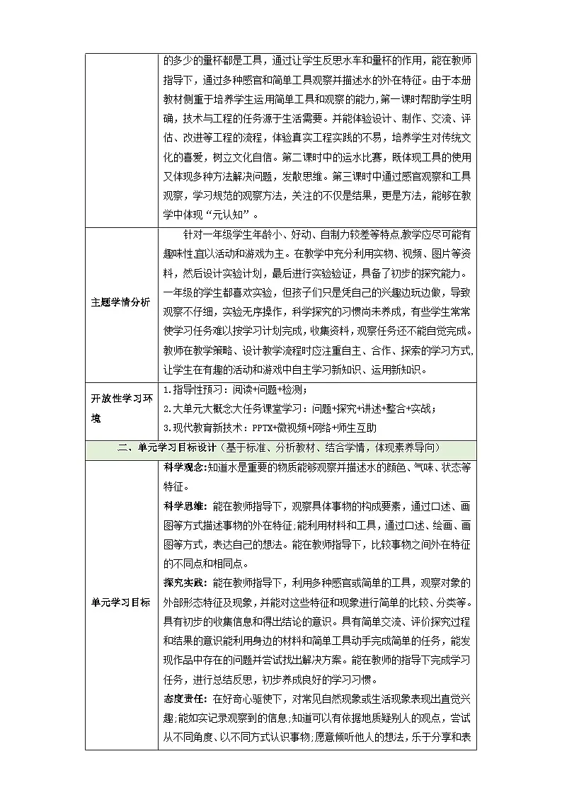 【大单元教学】第一单元《水》 单元整体设计第2页