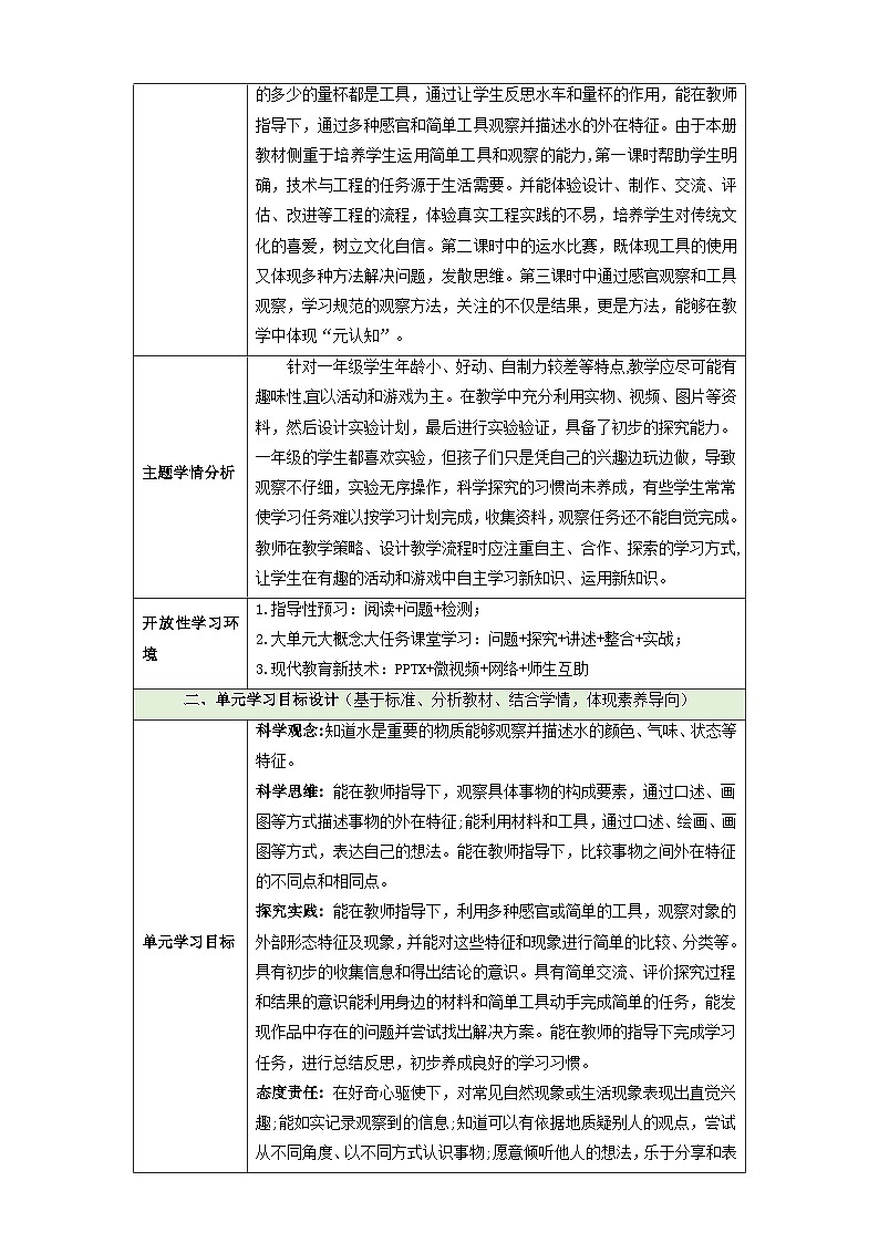 【大单元教学】第一单元《水》 单元整体设计第2页