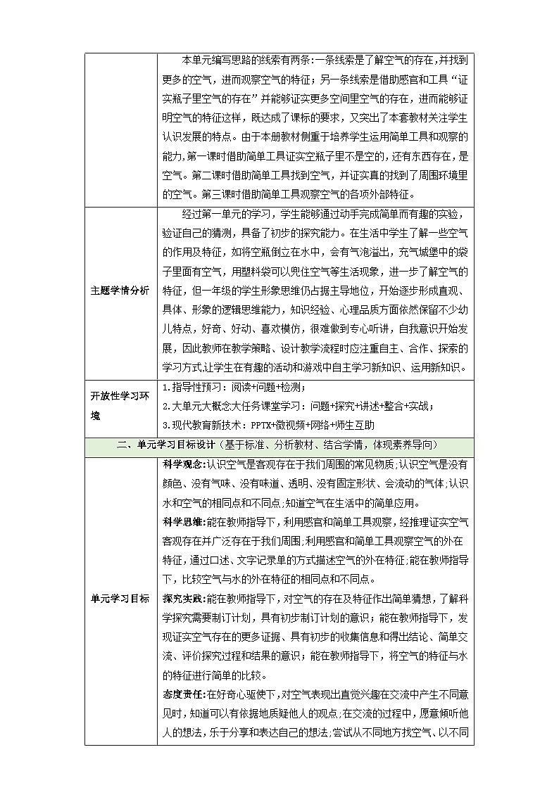 【大单元教学】第二单元 《空气》单元整体设计第2页