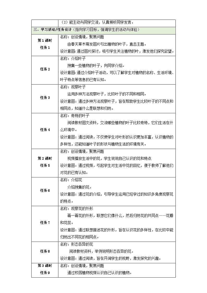 【大单元整体教学】第二单元《校园里的植物》整体设计第3页
