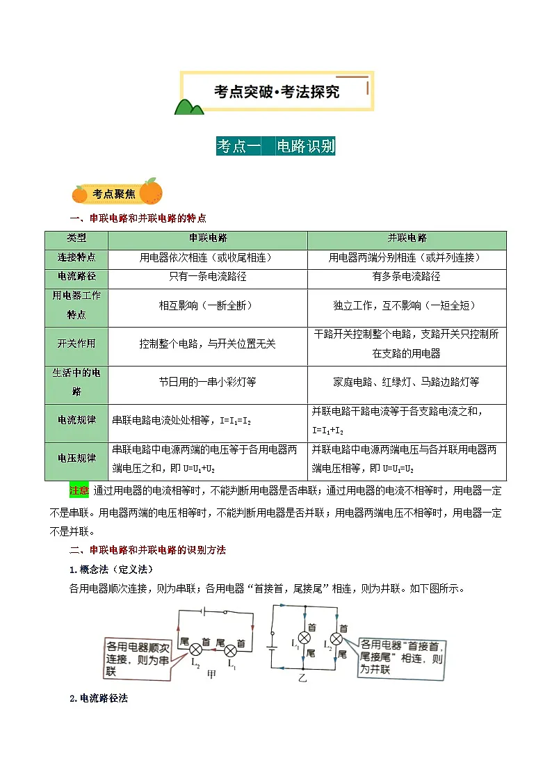 2025年中考物理复习电学专题复习 专题1 电路识别、设计与连接（讲义）（原卷版）第2页