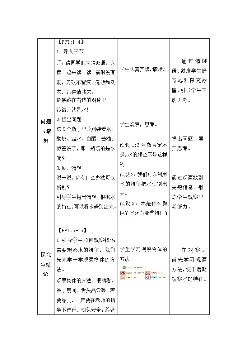 1.3  水的特征 教案  2024-2025学年科学一年级下册大象版（2024）第3页