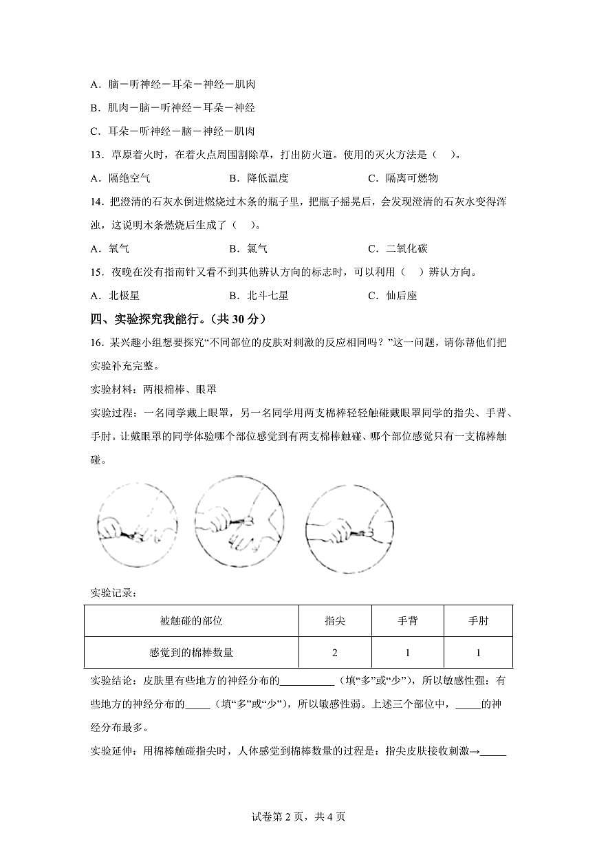 科学（基础卷01）-2024-2025学年五年级科学下册期中素养测评（青岛版）第2页