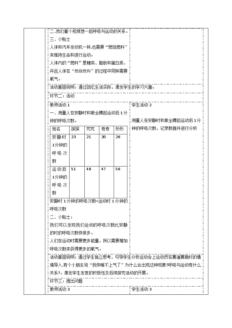 【大单元整体教学】4.4呼吸与运动   课时教案第2页