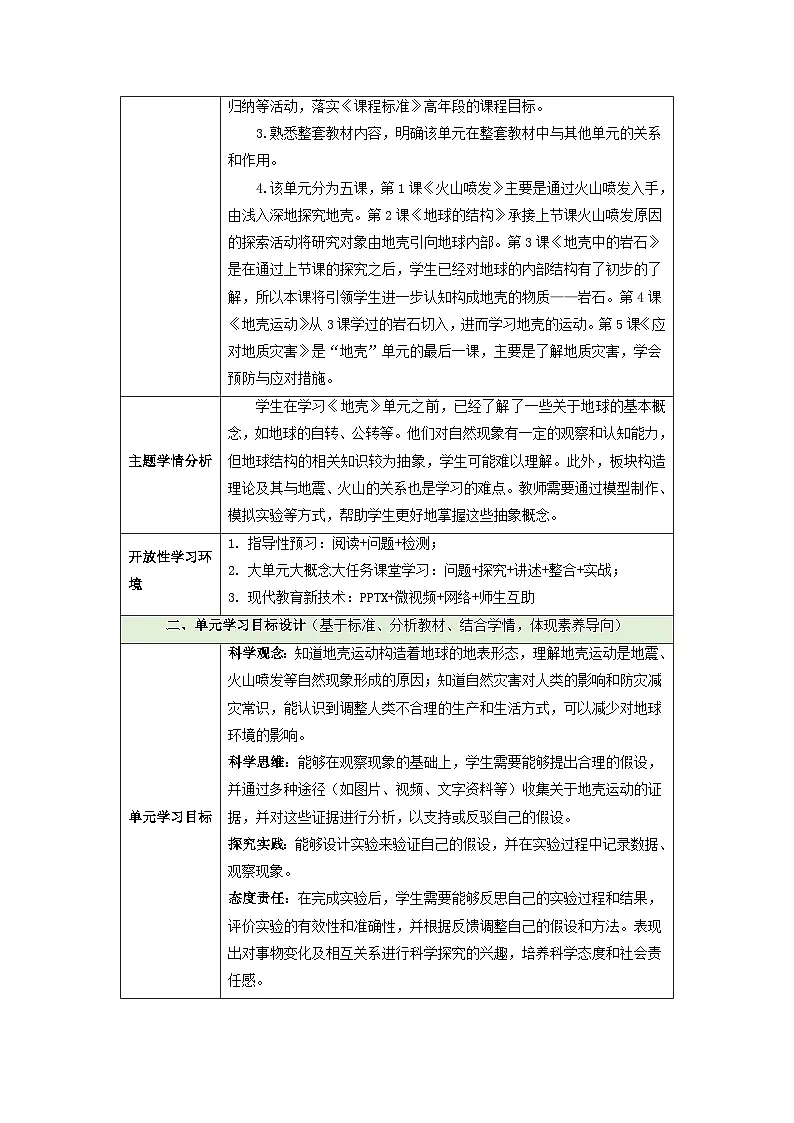 【大单元整体教学】第四单元《地壳》单元整体设计第2页
