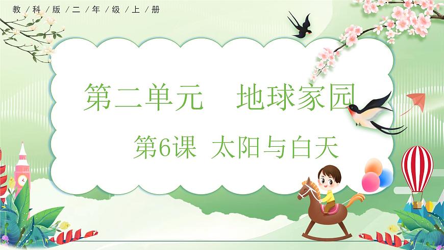 【核心素养】教科版小学科学 二年级上册 2.6 太阳与白天  课件第1页