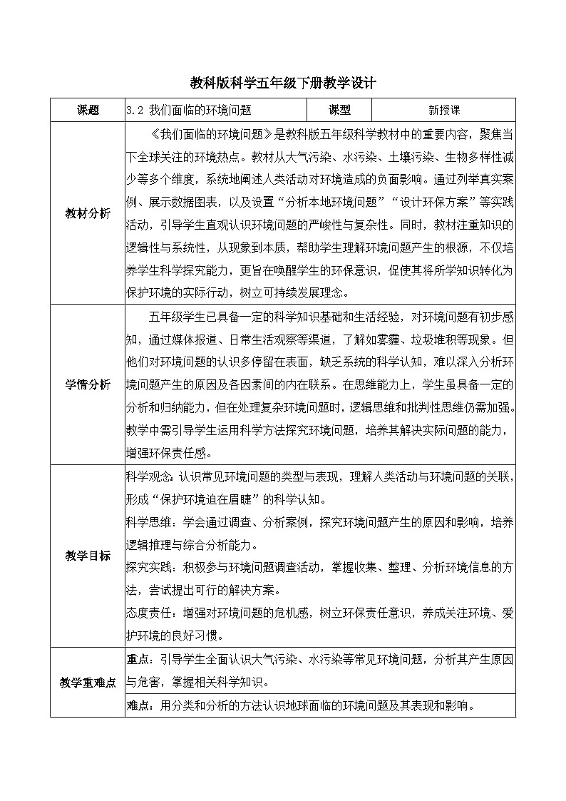 3.2 我们面临的环境问题（教学设计）第1页