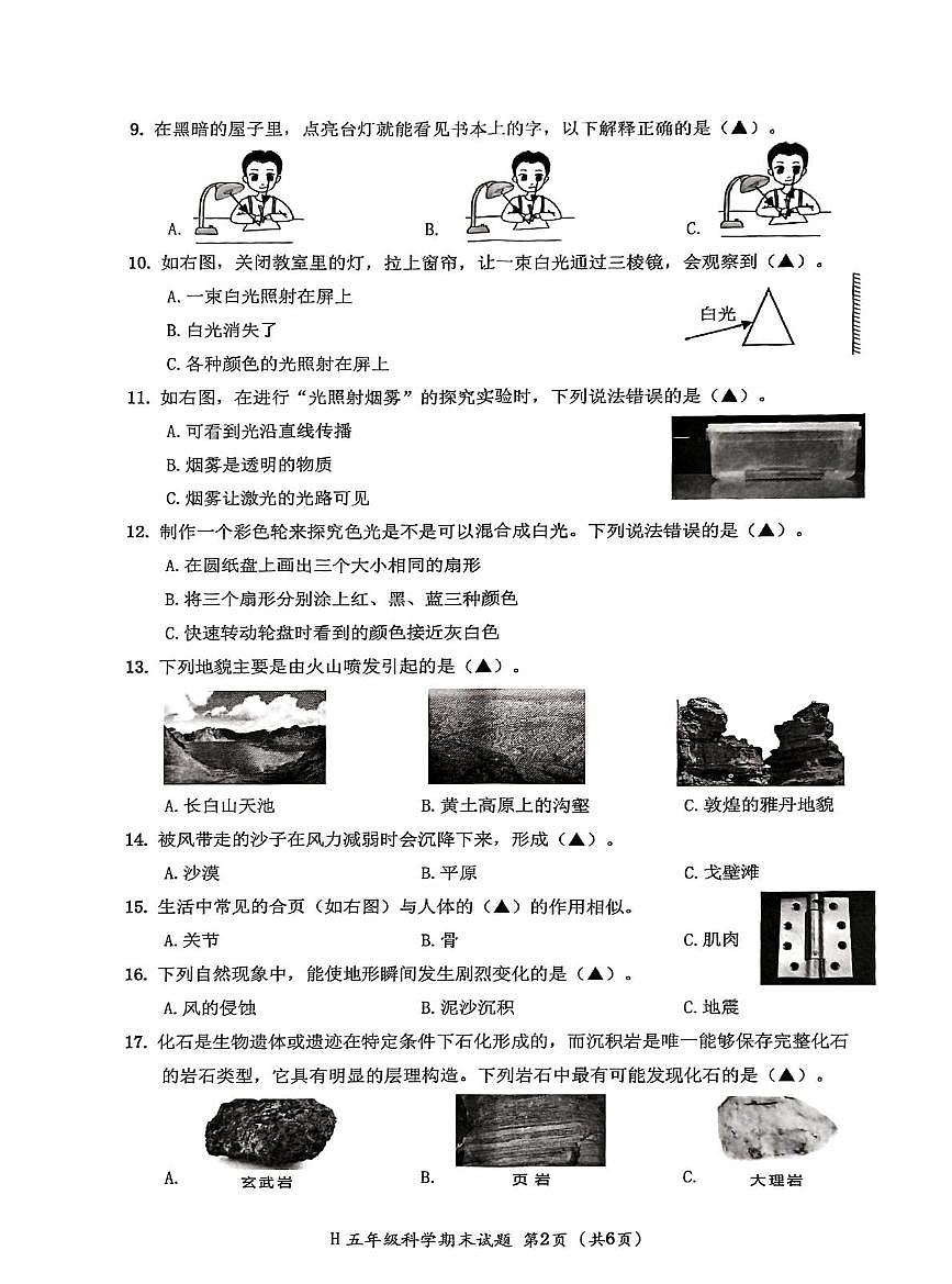 浙江省台州市黄岩区2024-2025学年五年级上学期期末科学试题第2页