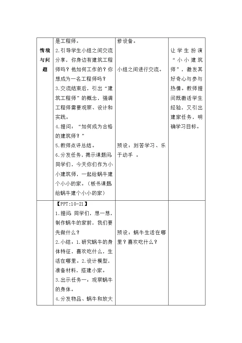 第12课 给蜗牛建个小小的家（第1课时）教案 小学科学冀人版（2024）一年级下册第3页