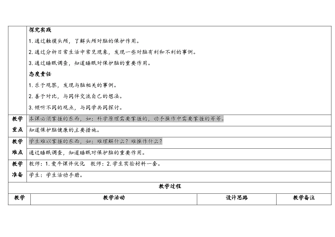 2025年秋湘教版五年级科学上册1.3保护我们的脑（教案）第2页