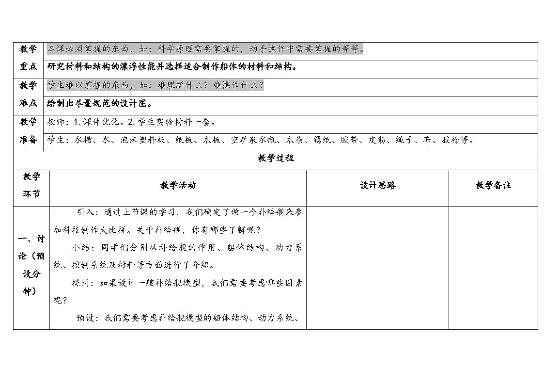 大象版六年级科学下册 5.2《设计》（教案）第2页