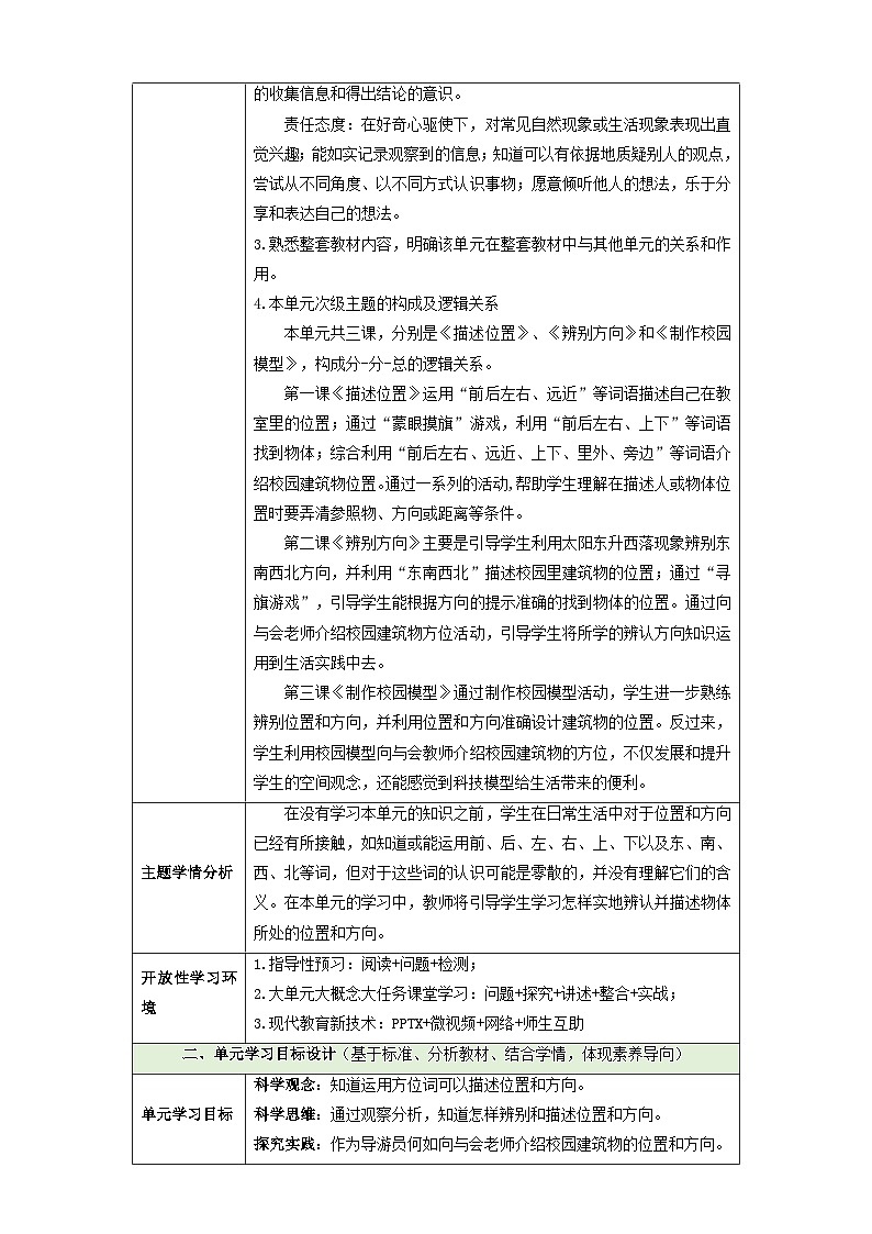 【大单元整体教学】第一单元《位置和方向》整体设计第2页