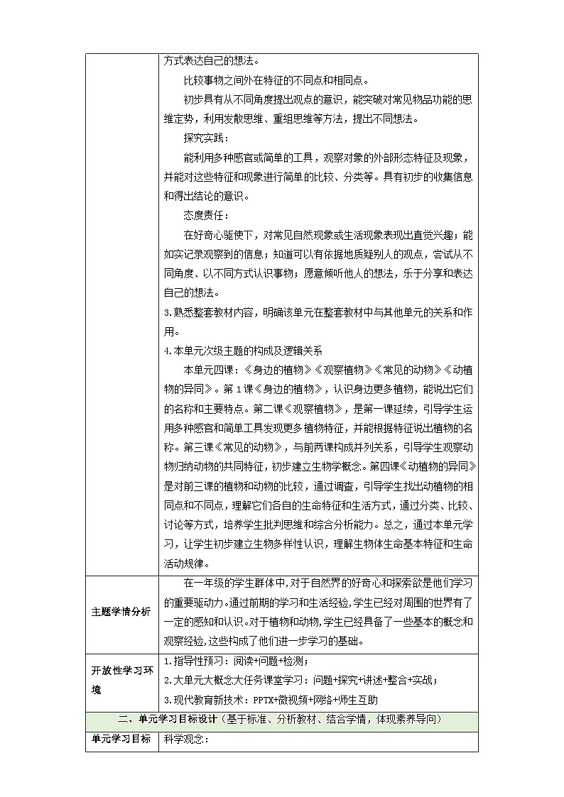 【大单元整体教学】第2单元《植物和动物》整体设计第2页