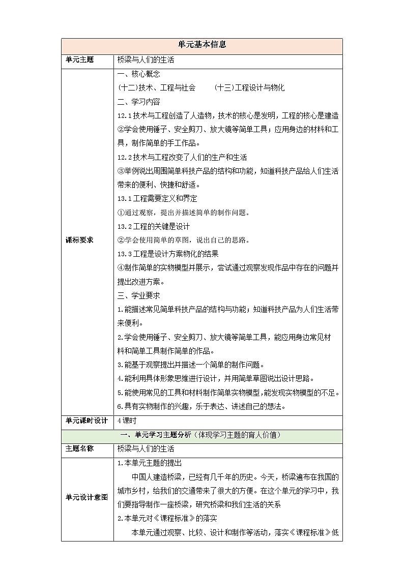 【大单元整体教学】第四单元《桥梁与人们的生活》整体设计第1页