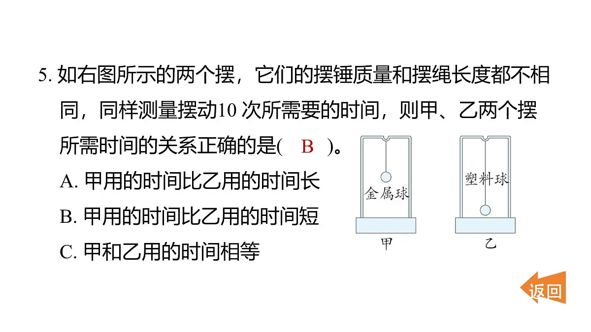 2025年教科版五年级科学上册3.5摆的快慢（复习课件）第6页