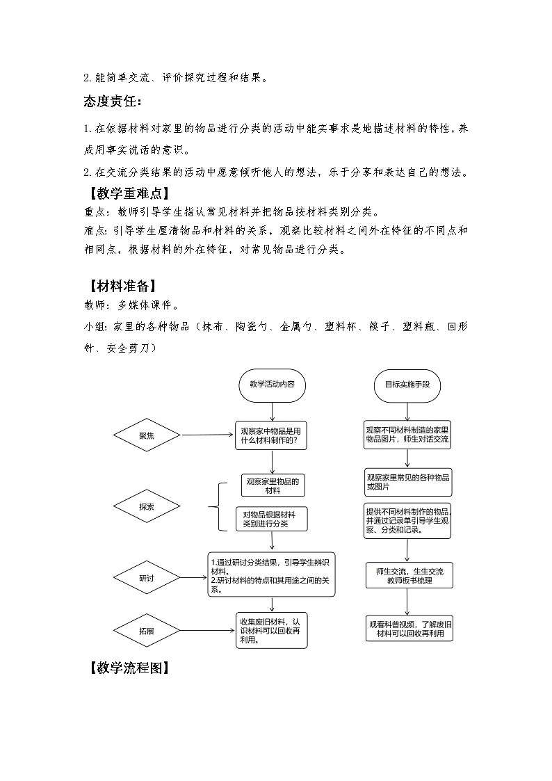 1.3《家里的物品》教学设计2025-2026学年教科版二年级科学上册第2页
