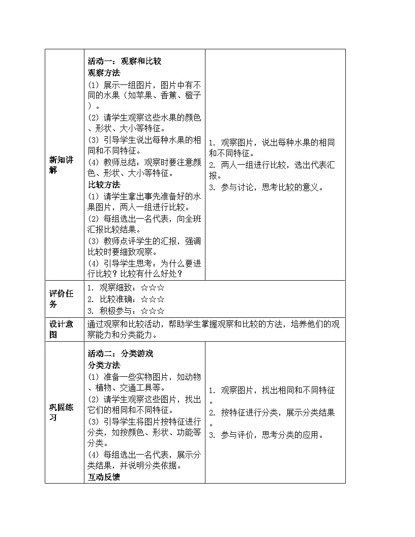 《第一单元 走进科学：2 找相同和不同》教学设计-2025-2026学年第一学期湘科版（2024）科学一年级上册第3页