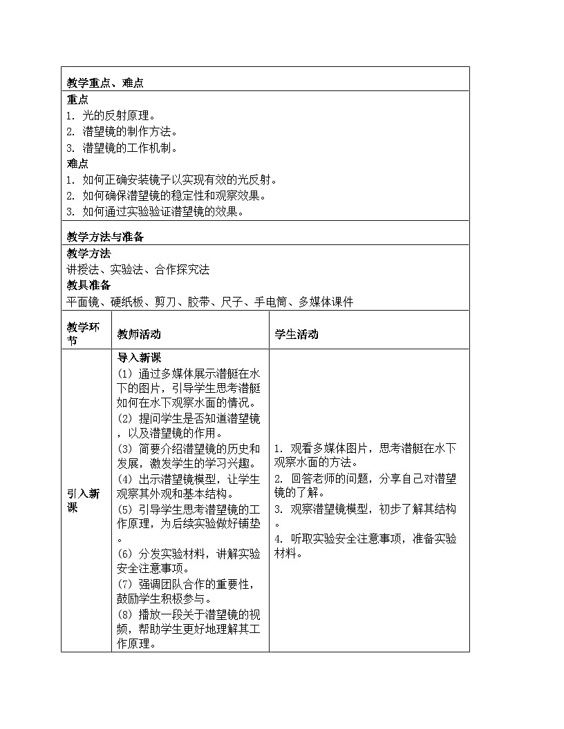 《第一单元 光：7 制作一个潜望镜》教学设计-2025-2026学年教科版（2024）科学五年级上册第2页