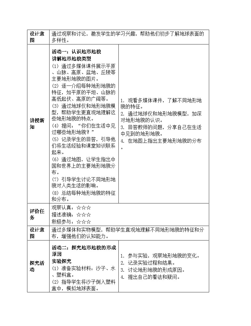 《第二单元 地球表面的变化：1 地球的表面》教学设计-2025-2026学年教科版（2024）科学五年级上册第3页