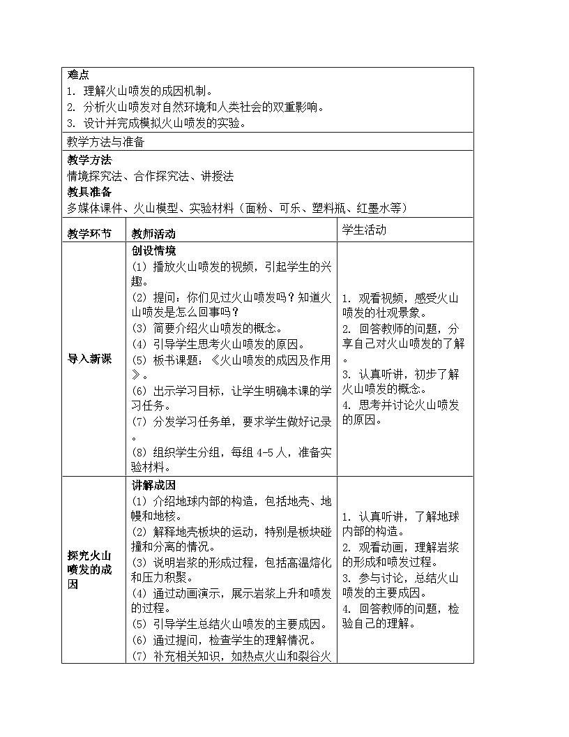 《第二单元 地球表面的变化：4 火山喷发的成因及作用》教学设计-2025-2026学年教科版（2024）科学五年级上册第2页