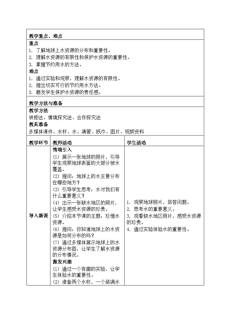 《第四单元 地球上的水资源：15 珍惜水资源》教学设计-2025-2026学年苏教版科学三年级上册第2页