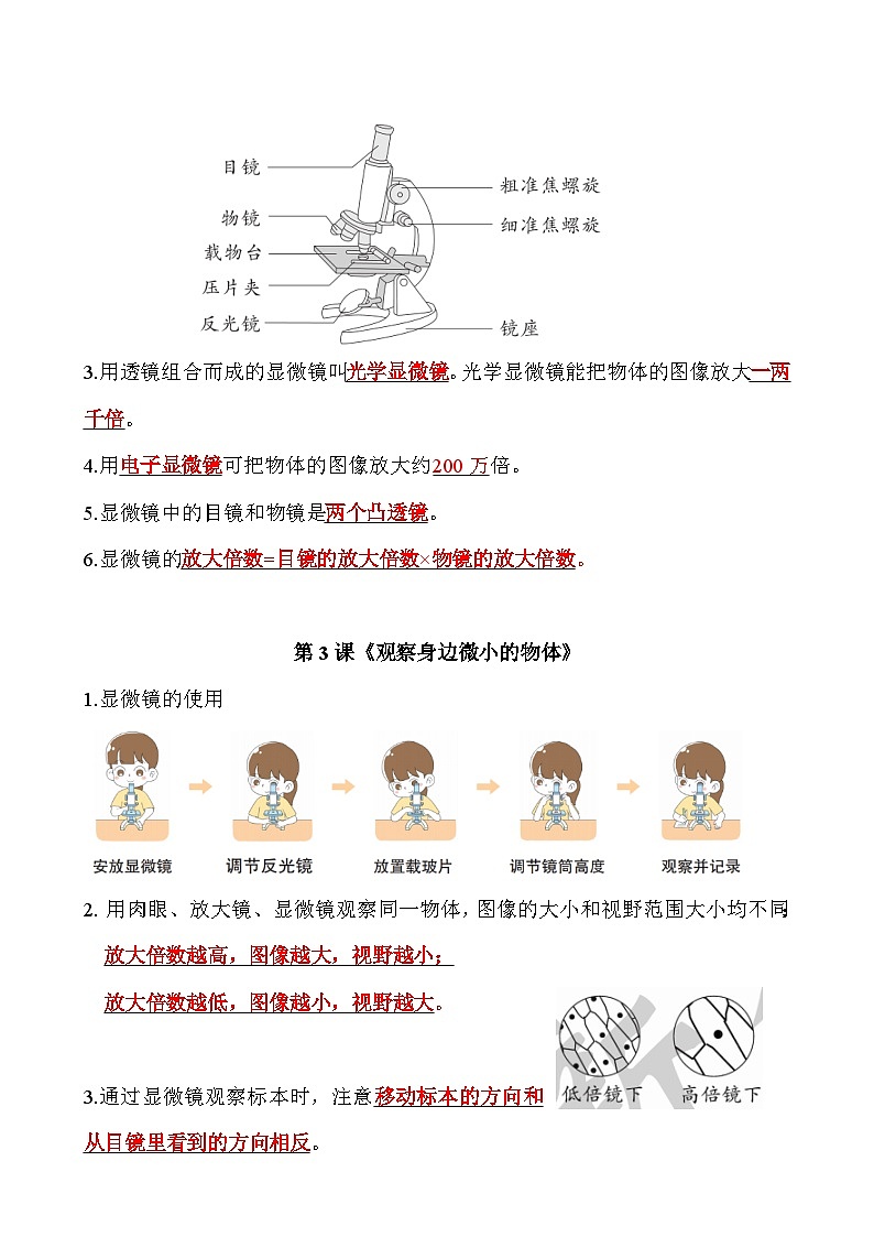 第一单元 微小世界（知识清单）科学教科版六年级上册-A4第2页