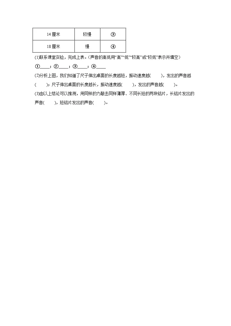 2025-2026学年教科版四年级科学上册 1.6声音的高与低随堂练习（含答案）第2页