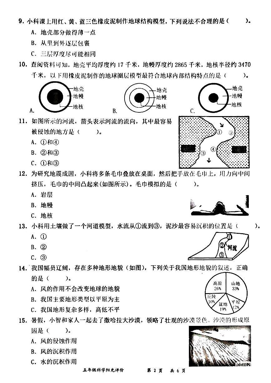 广东省深圳市罗湖区2025-2026学年五年级上学期10月阳光评价二科学试题（月考）第2页