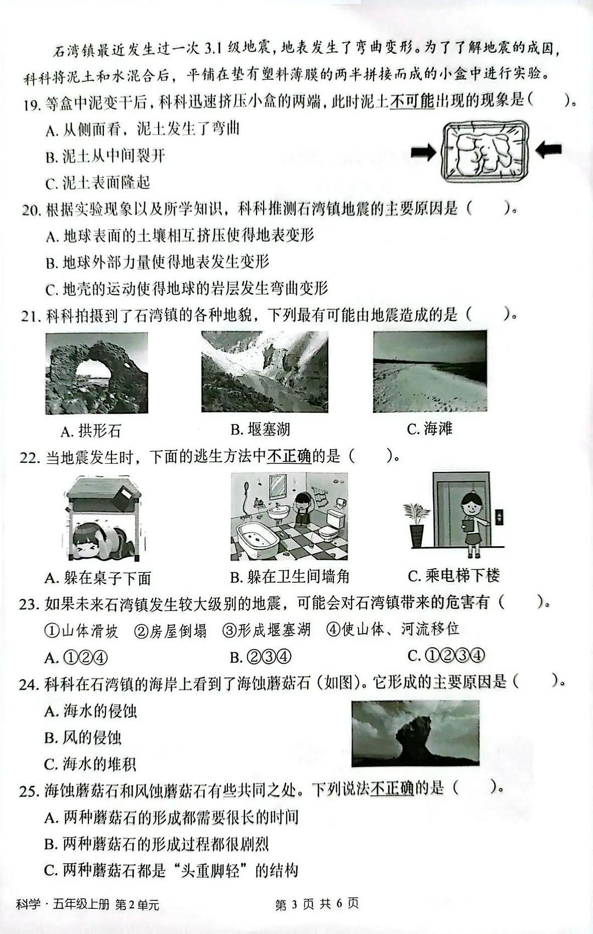 广东省深圳市宝安区2025-2026学年五年级上学期第二单元学业质量评价科学试题（月考）第3页