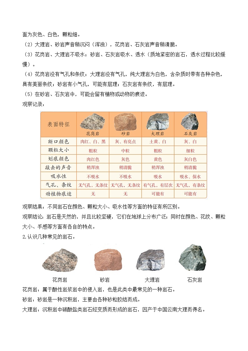 苏教版四年级科学上册 5.16 常见的岩石（教学设计）第3页