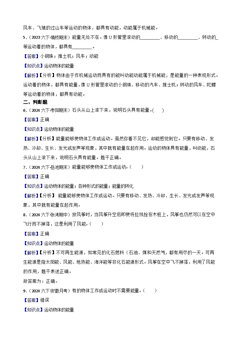 粤教粤科版（2019）六年级下册科学2.8《游乐场里的能量》(教师版)第2页