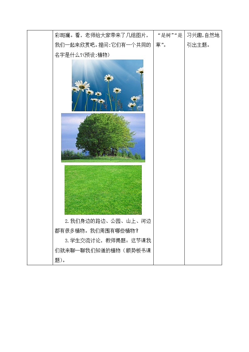 教科版2024小学科学一上第一单元《1 我们知道的植物》教案第2页