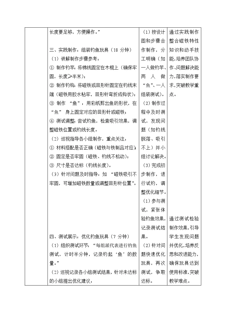 5、设计钓鱼玩具 小学科学 教科版（2024） 二年级下册 表格式教案第3页