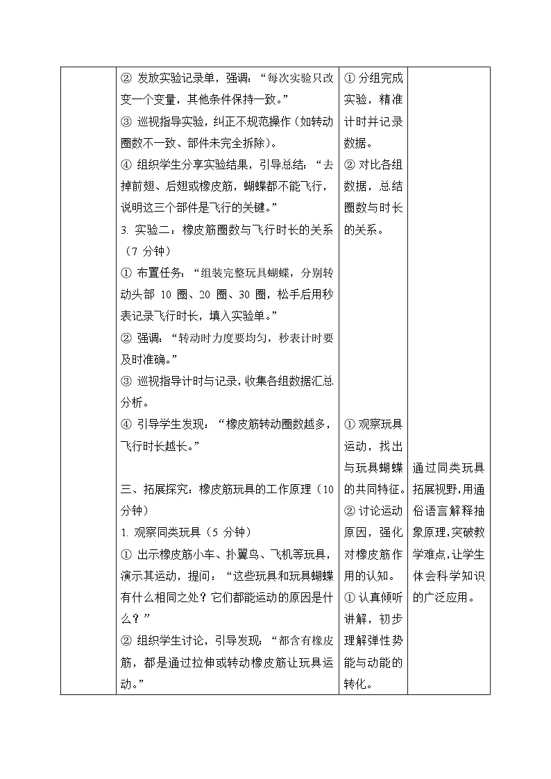 7、蝴蝶飞起来 小学科学 苏教版（2024） 二年级下册 表格式教案第3页
