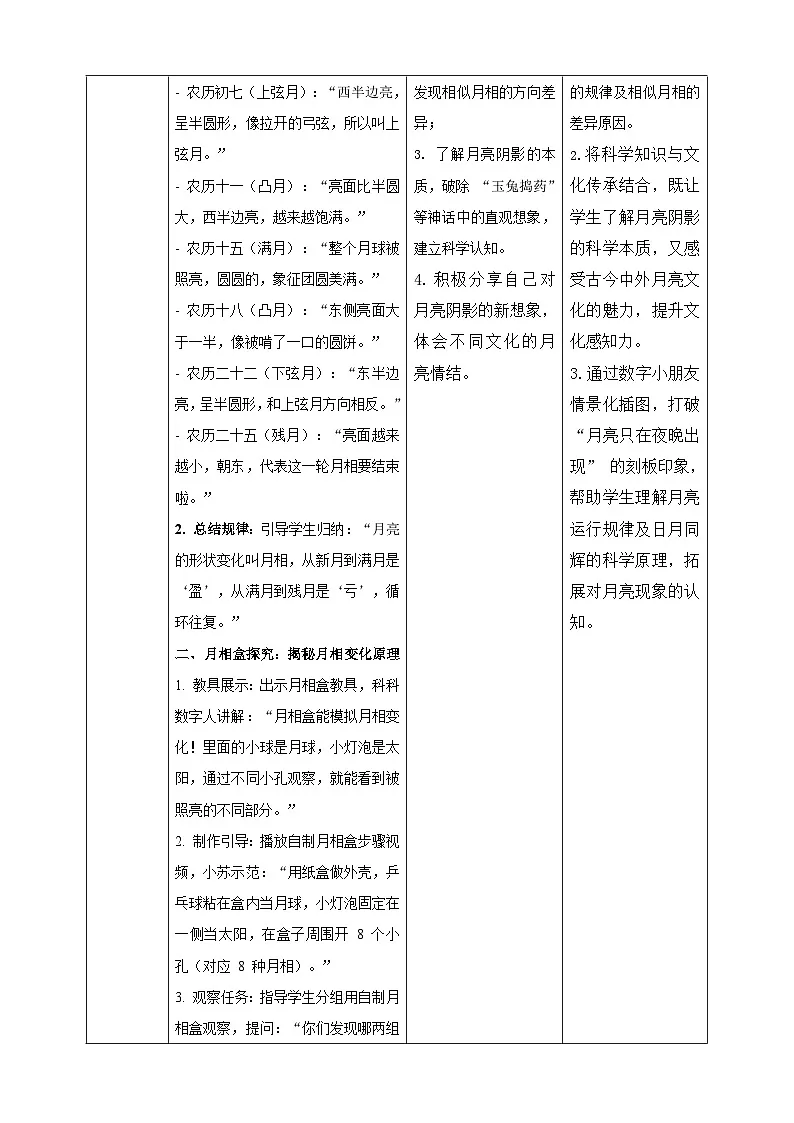 【AI赋能教学】苏教版小学科学二年级下册 05看月亮 教案第3页