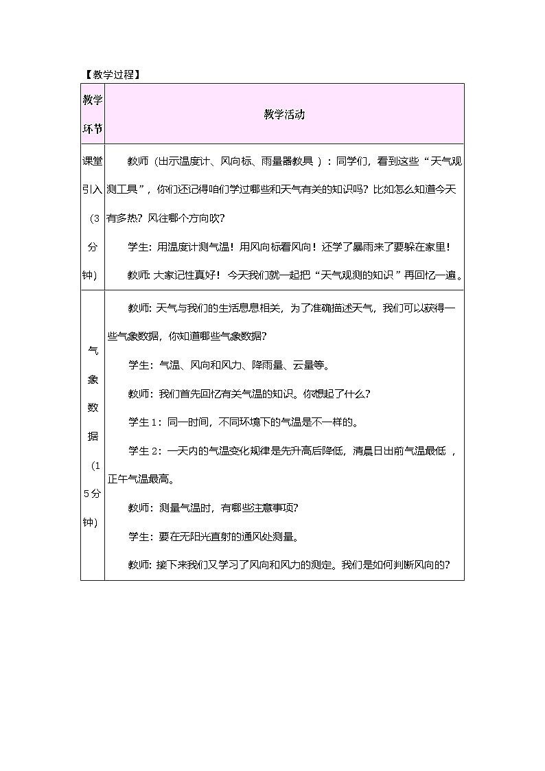 2026年粤教版三年级科学下册 第四单元 观测天气 单元小结（教案）第2页