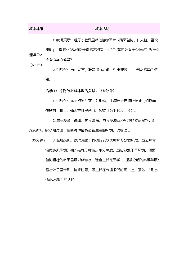 第9课 形态各异的植物（教案）2025-2026学年苏教版三年级科学下册第2页