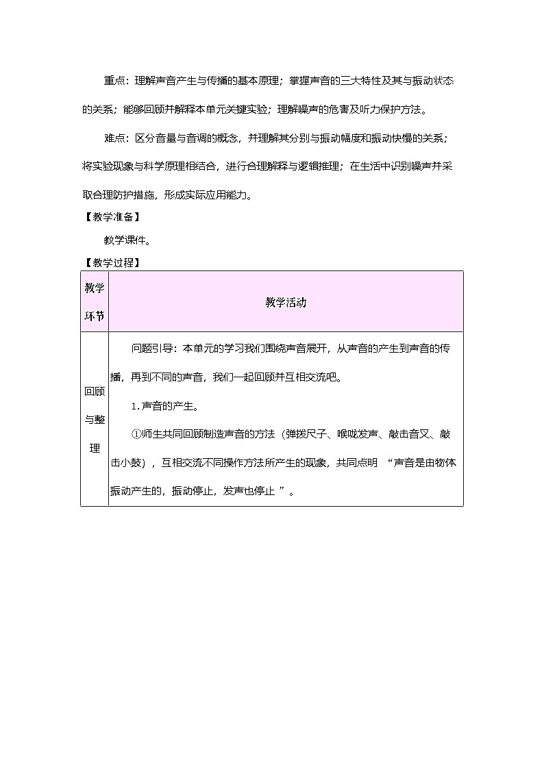 第四单元 声音的奥秘 单元小结（教案）2025-2026学年苏教版三年级科学下册第2页