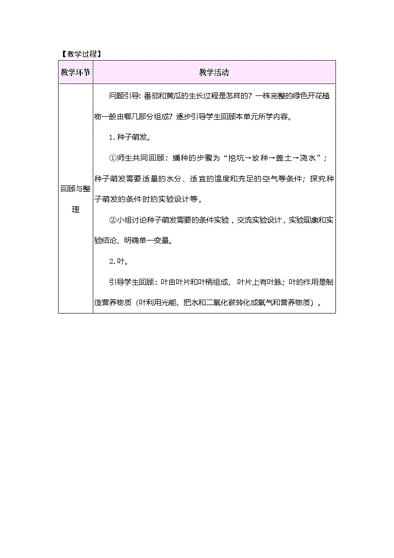 第二单元 植物的一生 单元小结（教案）2025-2026学年苏教版三年级科学下册第2页