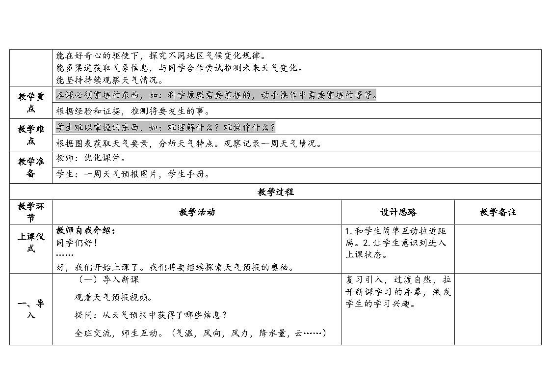 1-4《天气预报》(表格式教案)2025-2026学年苏教版三年级科学下册第2页