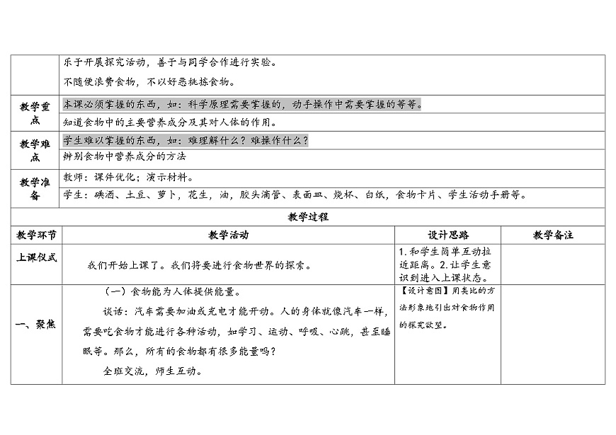 5-20《食物的作用》(表格式教案)2025-2026学年苏教版三年级科学下册第2页