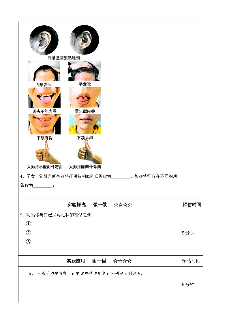 【分层作业设计】2.5 相貌各异的我们 同步练习（含答案）2025-2026学年教科版六年级科学下册第2页