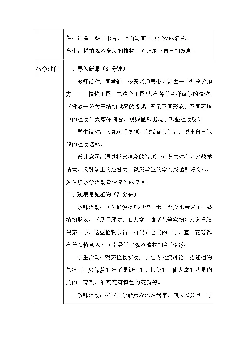 第4单元《11 多姿多彩的植物》（教学设计）-2025-2026学年苏教版（2024）小学科学一年级下册第3页