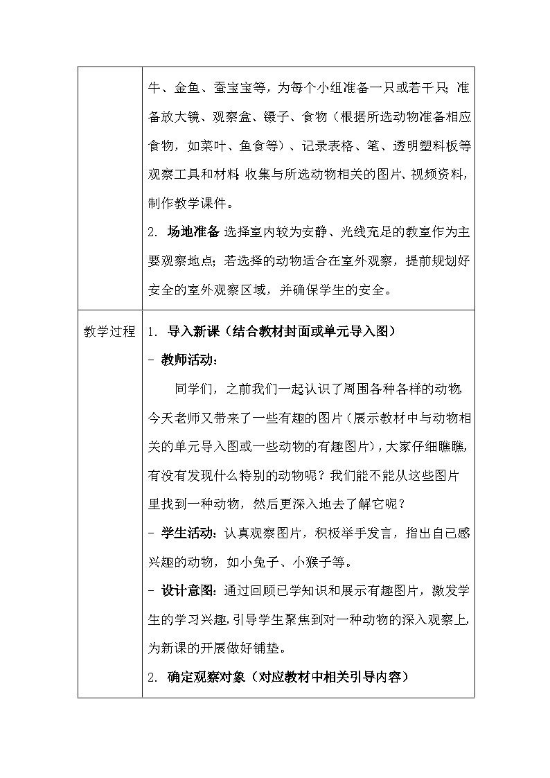第二单元《2 观察一种动物》（教学设计）-2025-2026学年教科版（2024）小学科学一年级下册第3页