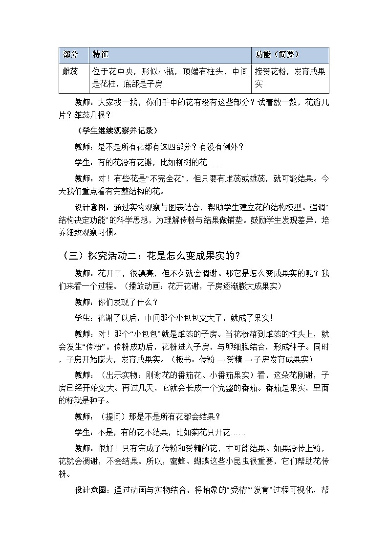 第3单元《13 开花结果》教案-2025-2026学年湘科版（新教材） 小学科学三年级下册第3页