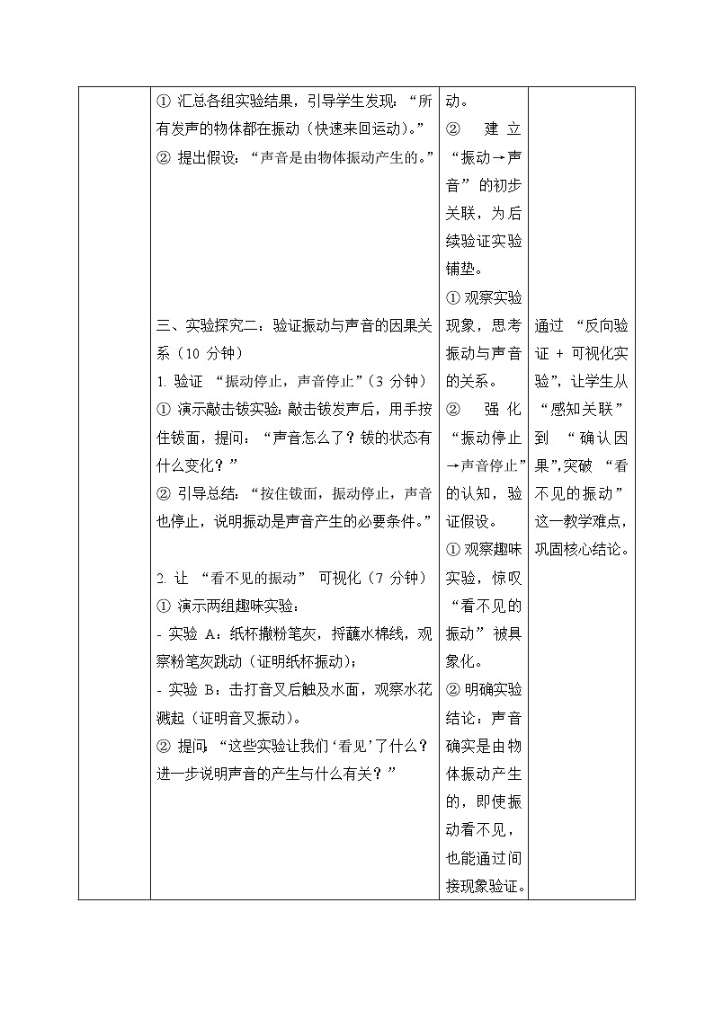 13、声音的产生 小学科学 苏教版（2024） 三年级下册 表格式教案第3页
