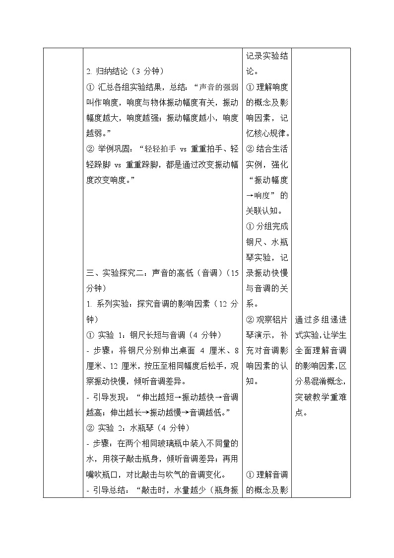 15、不同的声音 小学科学 苏教版（2024） 三年级下册 表格式教案第3页