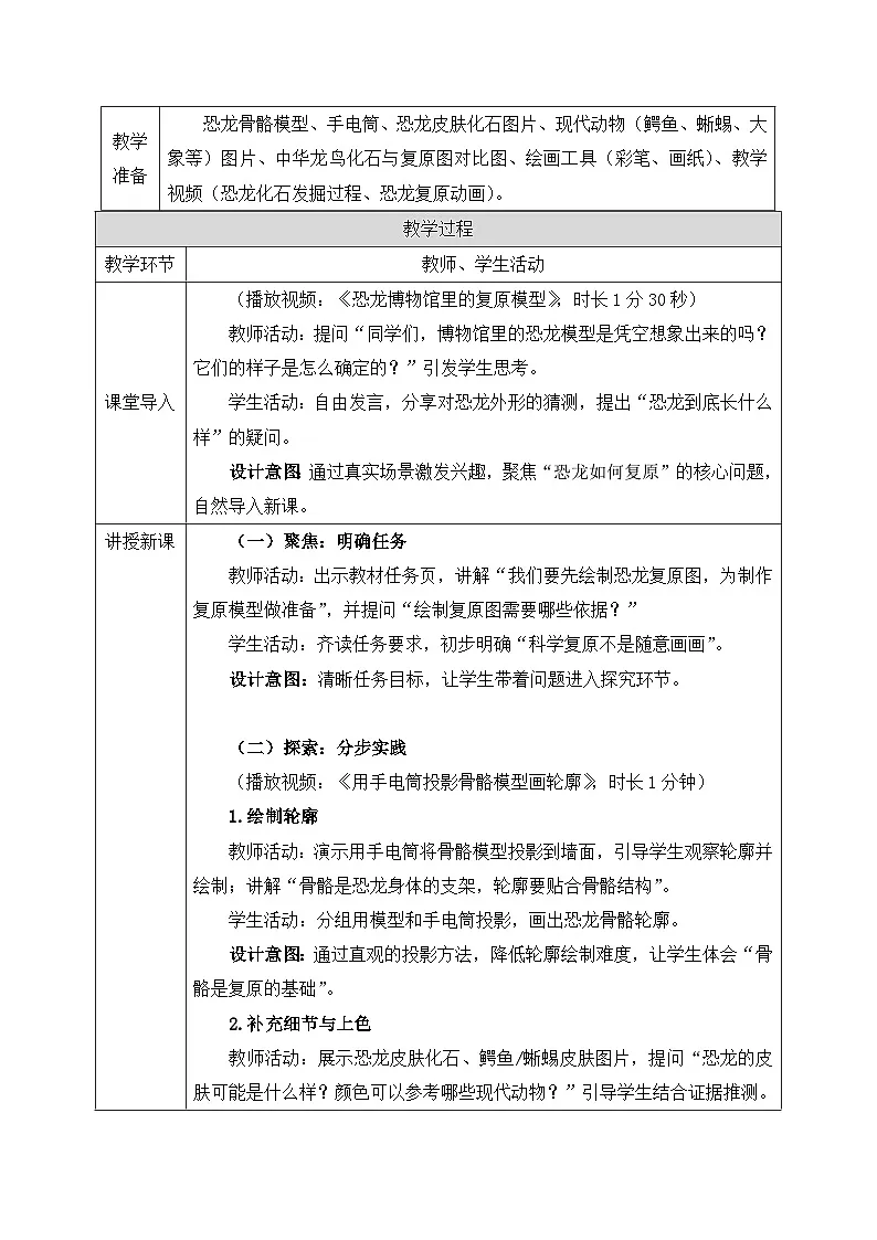 教科版2024小学科学二下1-5《复原恐龙》教案第2页